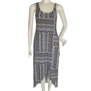 TOMMY BAHAMA Midi/Petal Dress, S, White/Black watercolor geometric, Sleeveless
